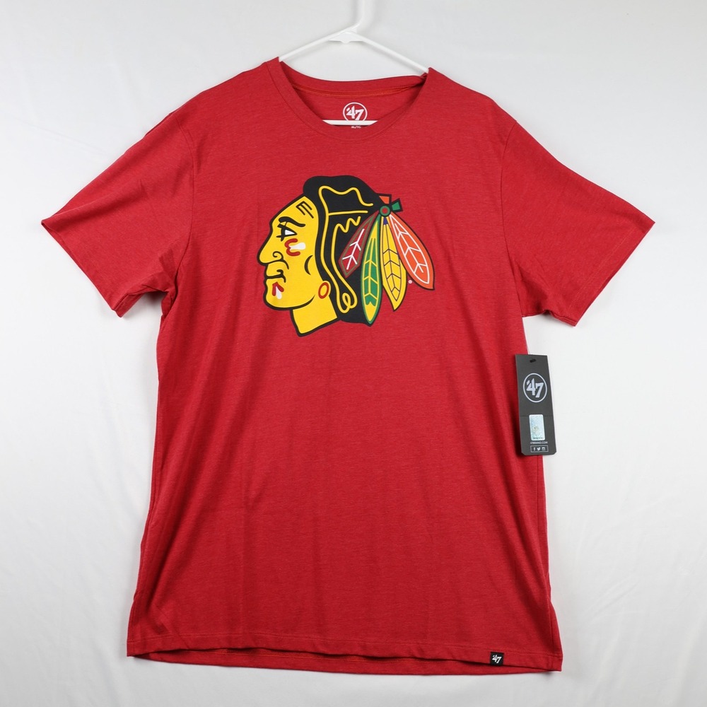 Chicago Blackhawks Shirt Mens XL Red NHL Hockey 47 Tee New Tag Feather Logo